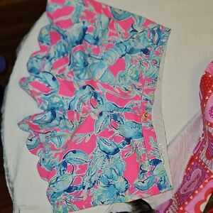 Lilly Pulitzer Pink and Blue Lobster Print Shorts